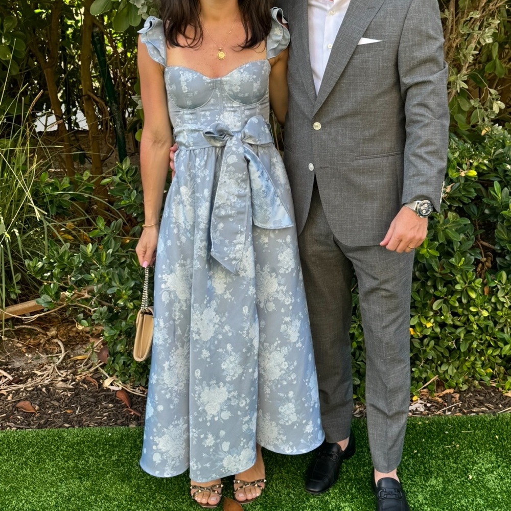 V. Chapman Light Blue Floral Maxi Dress